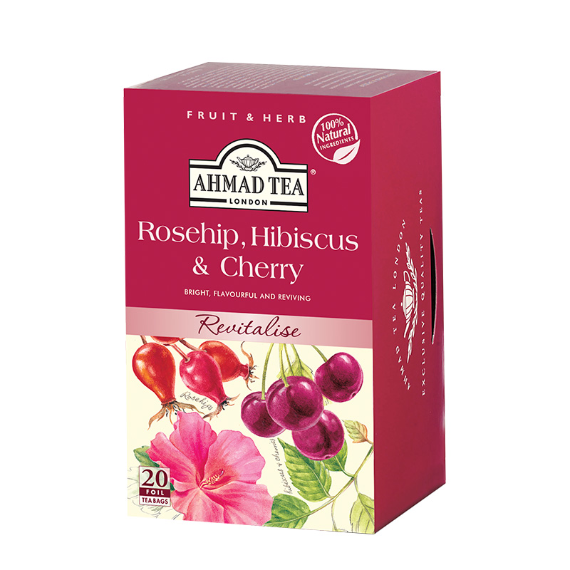 Ahmad Tea London Rosehip Hibiscus Cherry20 torebek w kopertach aluminiowych